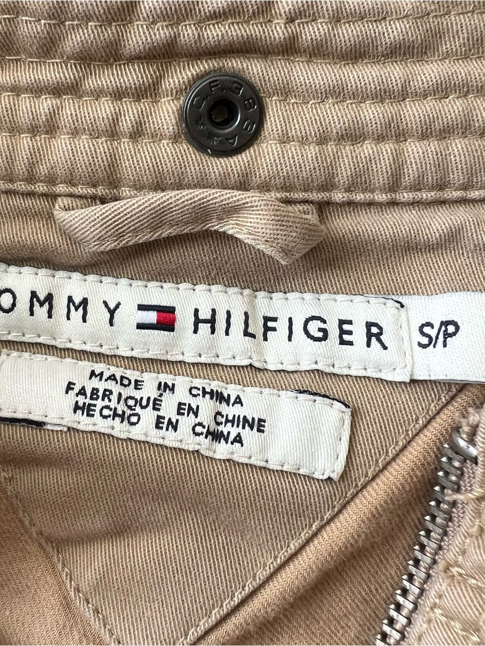 Tommy Hilfiger Khaki Hooded Jacket Y2k Quiet Luxury Band Size Sm Lined - Picture 5 of 11